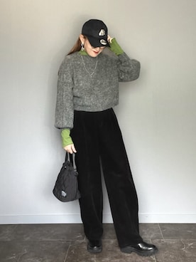 「tiptop（ティップトップ）の【wool】シャギーショート丈カーディガン（カーディガン/ボレロ）」を使った、SHOさん（レディース・165cm）の秋コーディネート