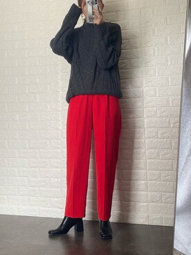 「AS KNOW AS PINKY（アズノゥアズピンキー）のアイテム（ブーツ）」を使った、SHOさん（レディース・165cm）の秋コーディネート