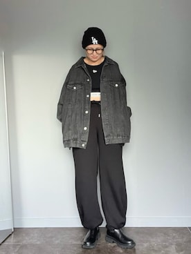 「アイテム（ニットキャップ/ビーニー）」を使った、SHOさん（レディース・165cm）の秋コーディネート