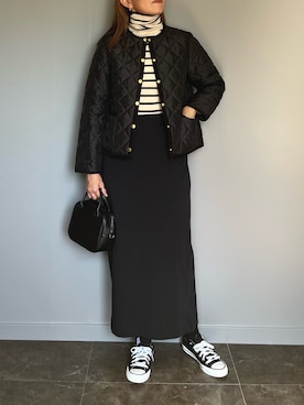SHOさんの「リブタイトロングスカート（丈標準76～80cm）」を使ったコーディネート