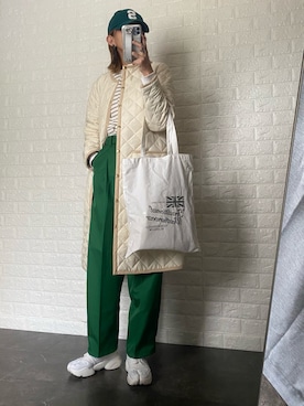 「MACKINTOSH PHILOSOPHY（ﾏｯｷﾝﾄｯｼｭ ﾌｨﾛｿﾌｨｰ）のアイテム（ノーカラーコート）」を使った、SHOさん（レディース・165cm）の秋コーディネート