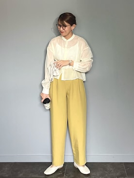 「reca（レカ）のアイテム（スラックス）」を使った、SHOさん（レディース・165cm）の春コーディネート
