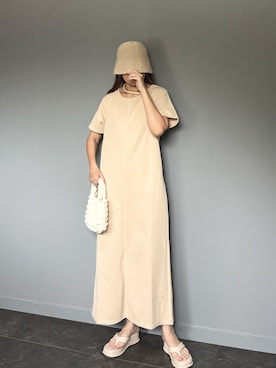 「AS KNOW AS PINKY（アズノゥアズピンキー）のアイテム（サンダル）」を使った、SHOさん（レディース・165cm）の夏コーディネート