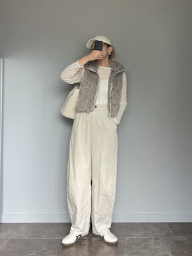 「アイテム（帽子）」を使った、SHOさん（レディース・165cm）の秋コーディネート