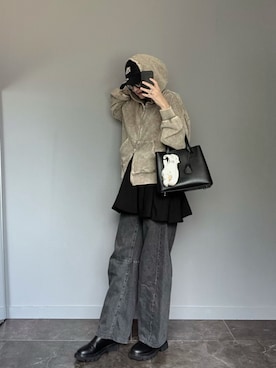 「アイテム（パーカー）」を使った、SHOさん（レディース・165cm）の秋コーディネート