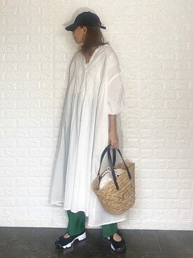 「bohmal（ボマール）のアイテム（パンツ）」を使った、SHOさん（レディース・165cm）の夏コーディネート