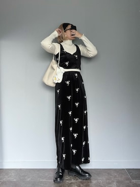 「tiptop（ティップトップ）のメランジリブハイネックプルオーバー（ニット/セーター）」を使った、SHOさん（レディース・165cm）の秋コーディネート