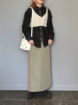 「hunch（ハンチ）の【WEB限定/別注】 バンドカラー オーバーサイズ　デニムシャツ（シャツ/ブラウス）」を使った、SHOさん（レディース・165cm）の秋コーディネート