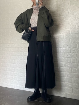 「UNIQLO（ユニクロ）のアイテム（MA-1）」を使った、SHOさん（レディース・165cm）の秋コーディネート