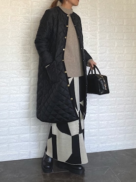 「アイテム（ノーカラーコート）」を使った、SHOさん（レディース・165cm）の冬コーディネート