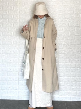 「カラーコート」｜「アイテム（ステンカラーコート）」を使った、SHOさん（レディース・165cm）の春コーディネート
