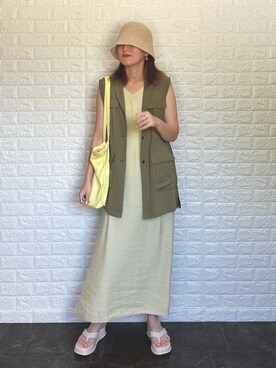 「AS KNOW AS PINKY（アズノゥアズピンキー）のアイテム（サンダル）」を使った、SHOさん（レディース・165cm）の夏コーディネート