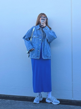 「シルバー」｜「アイテム（デニムジャケット）」を使った、SHOさん（レディース・165cm）の冬コーディネート