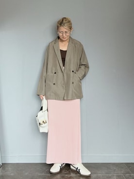 「tiptop（ティップトップ）の【2026SS新色追加】テーラードジャケット（Tailored jacket、ベージュ系）」を使った、SHOさん（レディース・165cm）の春コーディネート