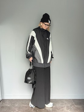 「アイテム（ニットキャップ/ビーニー）」を使った、SHOさん（レディース・165cm）の秋コーディネート