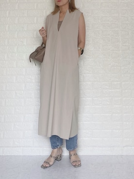 「ハイウエストストレートジーンズ」｜「アイテム（ワンピース/ドレス）」を使った、SHOさん（レディース・165cm）の夏コーディネート