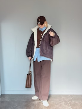 「アイテム（キャップ）」を使った、SHOさん（レディース・165cm）の冬コーディネート