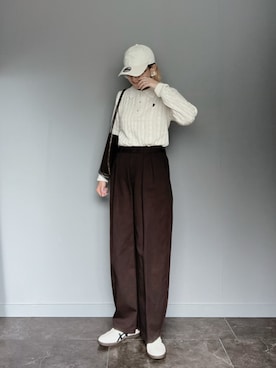 「アイテム（キャップ）」を使った、SHOさん（レディース・165cm）の秋コーディネート