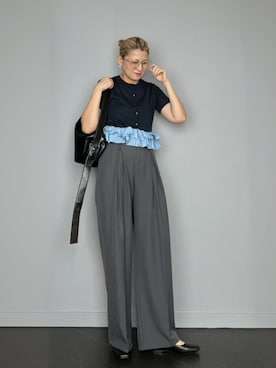 「Aunt Marie's（アントマリーズ）のアイテム（スラックス）」を使った、SHOさん（レディース・165cm）の春コーディネート