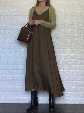 「キャミソールワンピ」｜SHOさん（レディース・165cm）の秋コーディネート