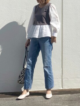 「ハイウエストストレートジーンズ」｜SHOさん（レディース・165cm）の夏コーディネート