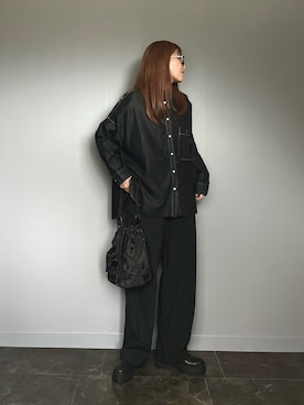 「hunch（ハンチ）の【WEB限定/別注】 バンドカラー オーバーサイズ　デニムシャツ（シャツ/ブラウス）」を使った、SHOさん（レディース・165cm）の秋コーディネート