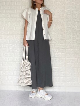「AS KNOW AS PINKY（アズノゥアズピンキー）のアイテム（トートバッグ）」を使った、SHOさん（レディース・165cm）の夏コーディネート