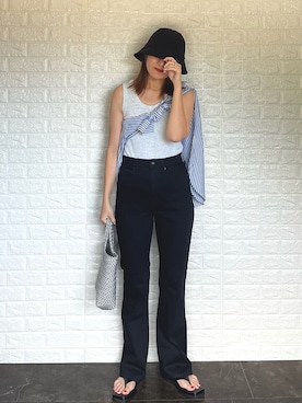 「VACANCY（ヴァカンシー）のアイテム（帽子）」を使った、SHOさん（レディース・165cm）の夏コーディネート
