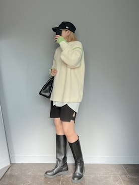 「アイテム（キャップ）」を使った、SHOさん（レディース・165cm）の秋コーディネート