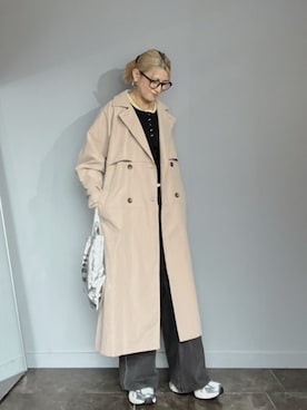 「tiptop（ティップトップ）のボリューム袖ベルト付きトレンチコート【ZOZO限定アイテム】（Trenchcoat、ベージュ系）」を使った、SHOさん（レディース・165cm）の春コーディネート