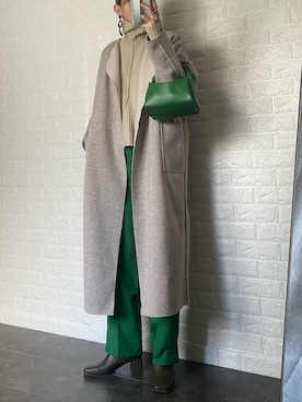 「スクエアトゥ」｜「アイテム（ノーカラーコート）」を使った、SHOさん（レディース・165cm）の冬コーディネート