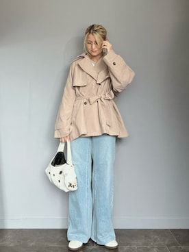 「tiptop（ティップトップ）の【ZOZO限定アイテム】ミドル丈トレンチコート（Trenchcoat、ベージュ系）」を使った、SHOさん（レディース・165cm）の春コーディネート