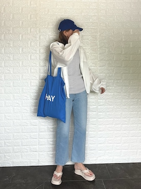 「AS KNOW AS PINKY（アズノゥアズピンキー）のアイテム（サンダル）」を使った、SHOさん（レディース・165cm）の夏コーディネート