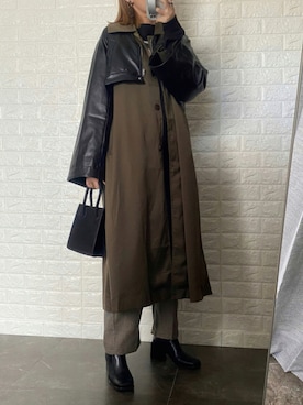 「ブルゾン」｜「アイテム（ステンカラーコート）」を使った、SHOさん（レディース・165cm）の秋コーディネート