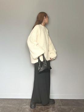 「select MOCA（セレクトモカ）のヘリンボーンドルマンオーバーニット（ニット/セーター）」を使った、SHOさん（レディース・165cm）の秋コーディネート
