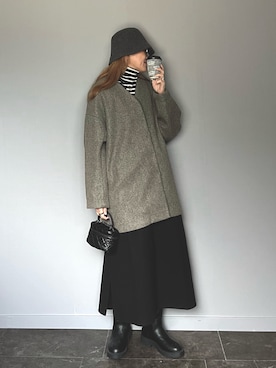 「select MOCA（セレクトモカ）のアイテム（ノーカラーコート）」を使った、SHOさん（レディース・165cm）の冬コーディネート