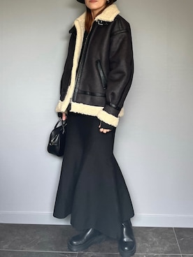 「※ALPHA（アルファ）のアイテム」を使った、SHOさん（レディース・165cm）の秋コーディネート