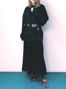 「ビッグシャツ」｜「アイテム（パンプス）」を使った、◦ゆにこ系◦さん（レディース・163cm）の冬コーディネート