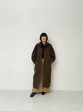 「アイテム（ステンカラーコート）」を使った、kamezawaさん（レディース・158cm・40代）の秋コーディネート