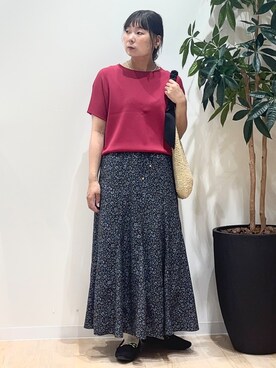 「grove（グローブ）の【シリーズ累計36万枚！名品ニット】やわらかドライタッチ ドルマンニット（ニット/セーター、ピンク系）」を使った、miraiさん（レディース）の春コーディネート
