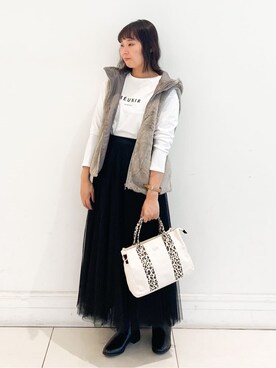 「Lee（リー）のアイテム（トートバッグ）」を使った、miraiさん（レディース・156cm）の秋コーディネート