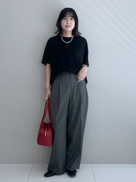 「Dessin（デッサン）の【汗シミ防止/UVカット】ドルマンスリーブ プルオーバー（Tシャツ/カットソー、ブラック系）」を使った、Hirokaさんの夏コーディネート