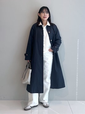 「アイテム（デニムジャケット、ホワイト系）」を使った、Hirokaさん（レディース・159cm）の冬コーディネート
