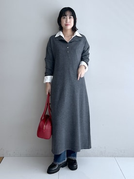 「Dessin（デッサン）の【洗える/オンオフ着られる】袖裏ワンポイント刺繍 オーバーシャツ（シャツ/ブラウス、ホワイト系）」を使った、Hirokaさんの秋コーディネート