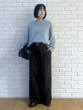 「Dessin（デッサン）のロングハンドルボストンバッグ（ボストンバッグ、ブラック系）」を使った、Hirokaさんの秋コーディネート