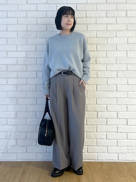 「Dessin（デッサン）のロングハンドルボストンバッグ（ボストンバッグ、ブラック系）」を使った、Hirokaさんの秋コーディネート