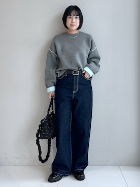 「Dessin（デッサン）のボリュームソールコインローファー（パンプス、ブラック系）」を使った、Hirokaさんの秋コーディネート