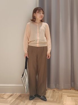 「grove（グローブ）の高評価！【洗える/名品】大人の透け感、シアーカーディガン（カーディガン/ボレロ、オレンジ系）」を使った、ws20075446さん（レディース）の春コーディネート
