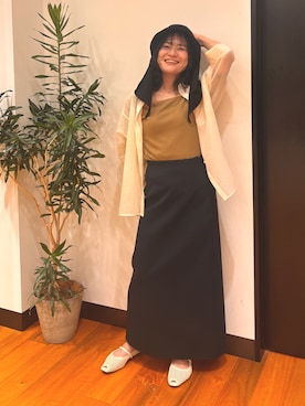 「URBAN RESEARCH（アーバンリサーチ）の『UVカット/撥水』SUN HAT（ハット、ブラック系）」を使った、かおりんさん（レディース・158cm）の春コーディネート
