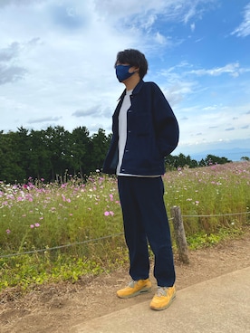 「BTS」｜「アイテム（デニムジャケット）」を使った、さたけんさん（メンズ・184cm）の秋コーディネート